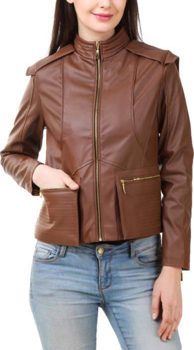 Koza Leathers Women's Real Lambskin Leather Bomber Jacket KW405 featuring high-quality leather, satin lining, and stylish bomber design.